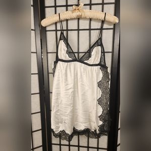 Victoria's Secret white babydoll top with black lace